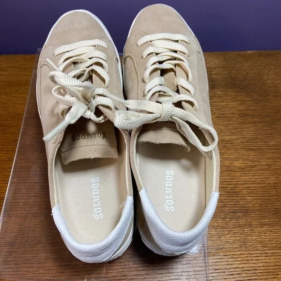 Soludos Women's The Ibiza Platform Sneaker 6 Sand Suede Casual Travel Neutral - Picture 10 of 12